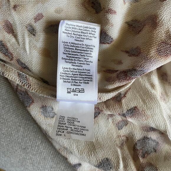 Sofia Dress Maxi Midi Sweetheart Ruffle Boho Cottagecore Animal Print SZ Large - Picture 12 of 13